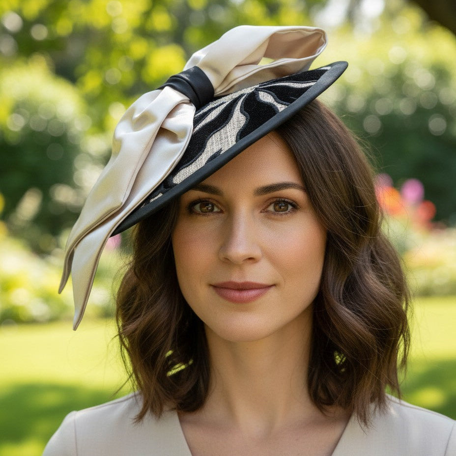 Black & Natural Disc headpiece Carol Bader Design