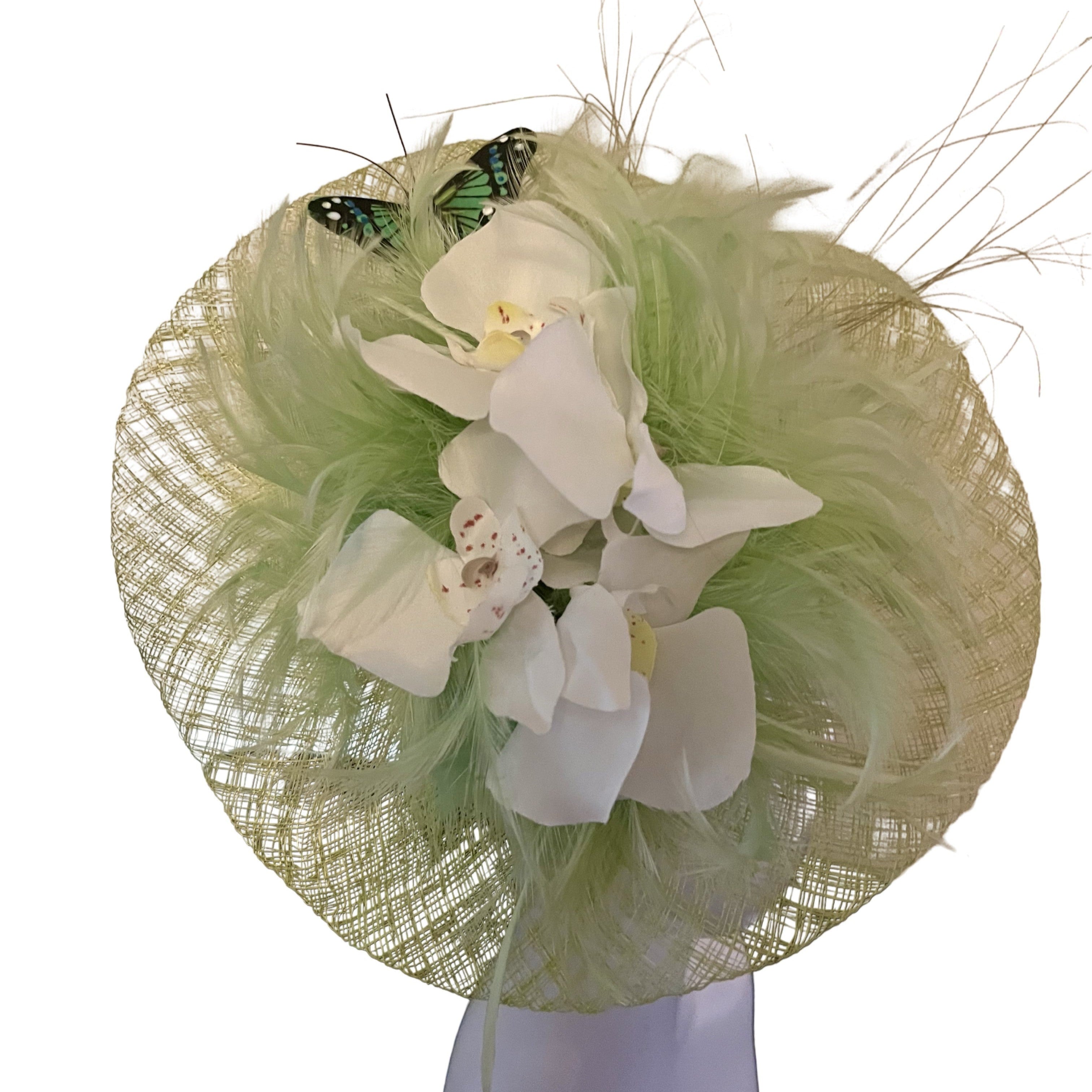 Botanical Green Mesh Disc Fascinator Carol Bader Design