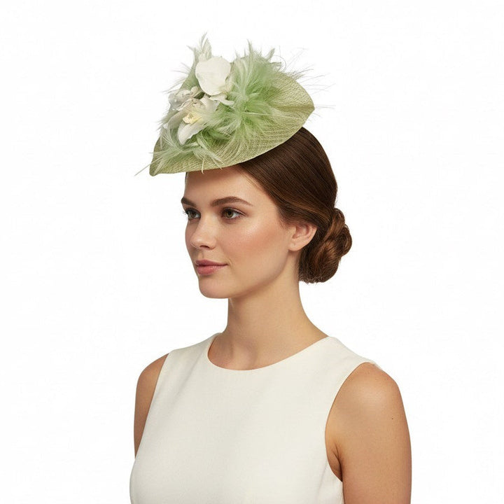 Botanical Green Mesh Disc Fascinator Carol Bader Design