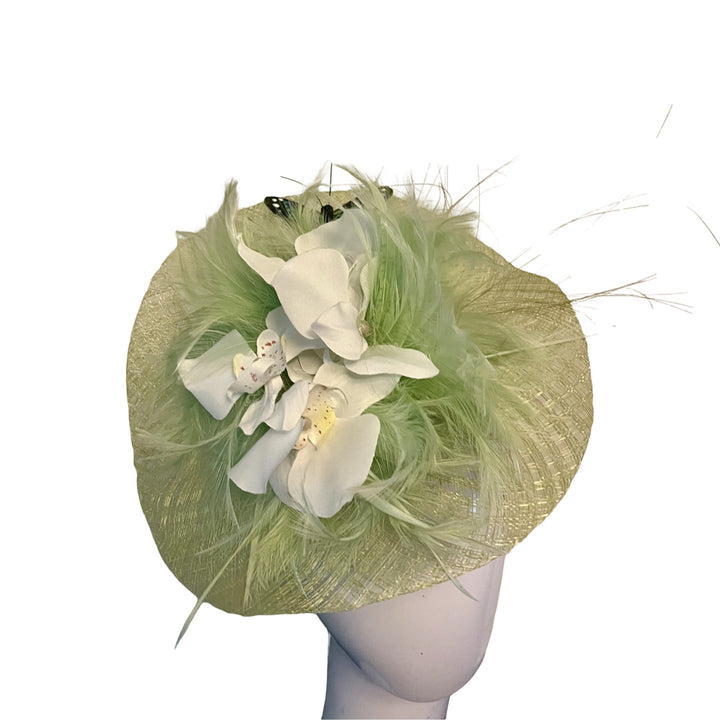 Botanical Green Mesh Disc Fascinator Carol Bader Design