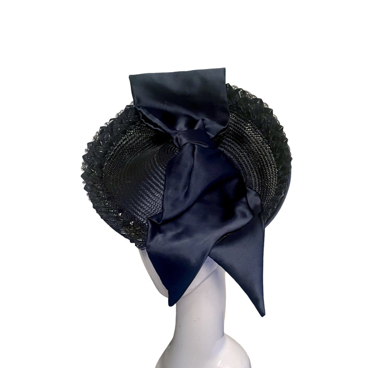 Couture Navy Deep Saucer Disc Headpiece Carol Bader Design