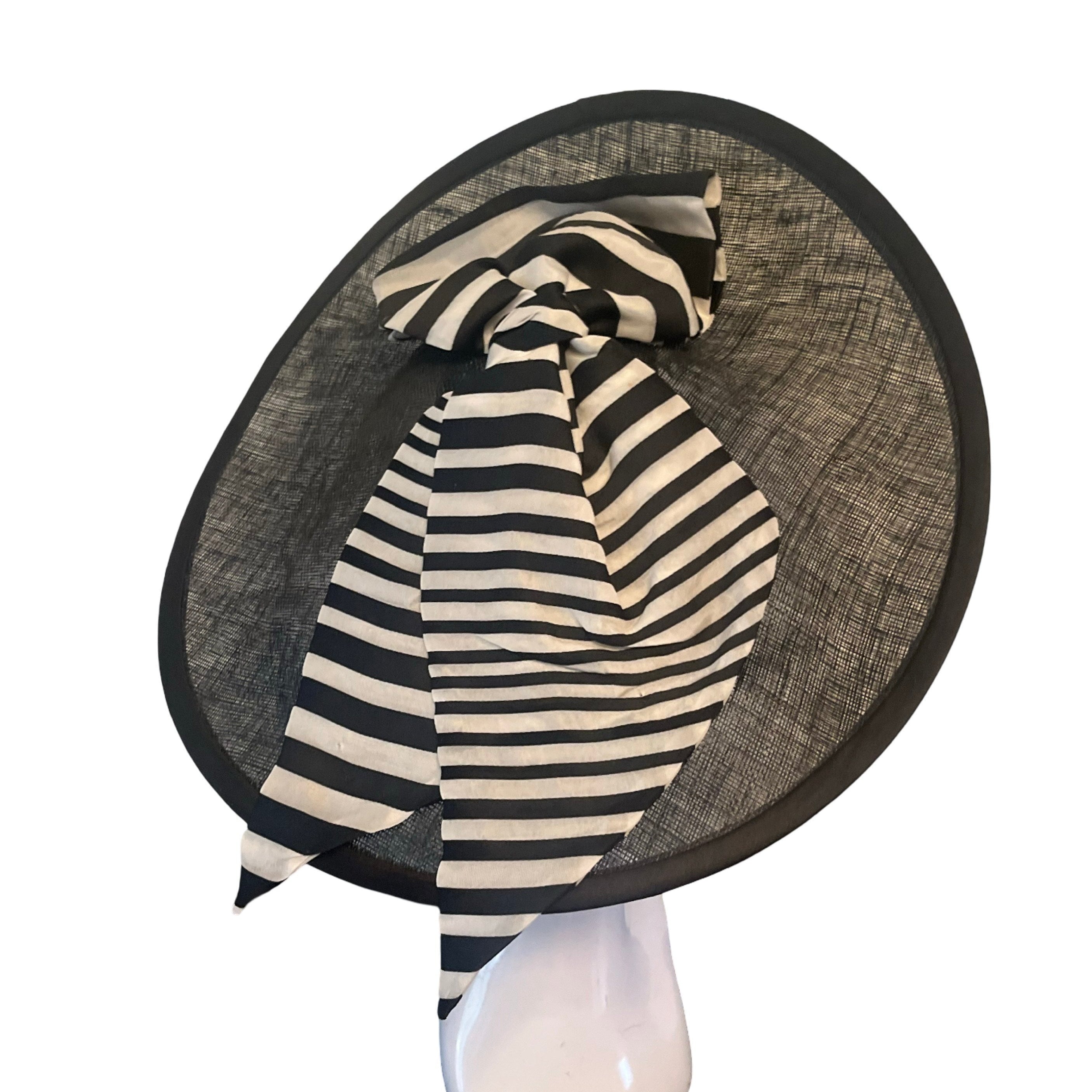Couture Superby Saucer Headpiece with B/W Bow Carol Bader Design