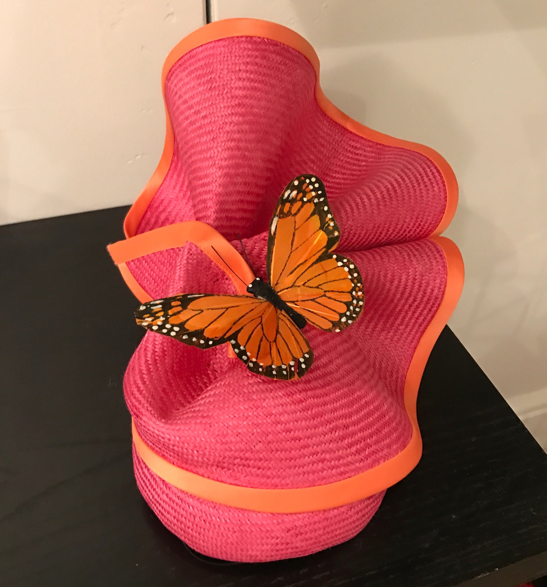 Pink Butterfly button pillbox