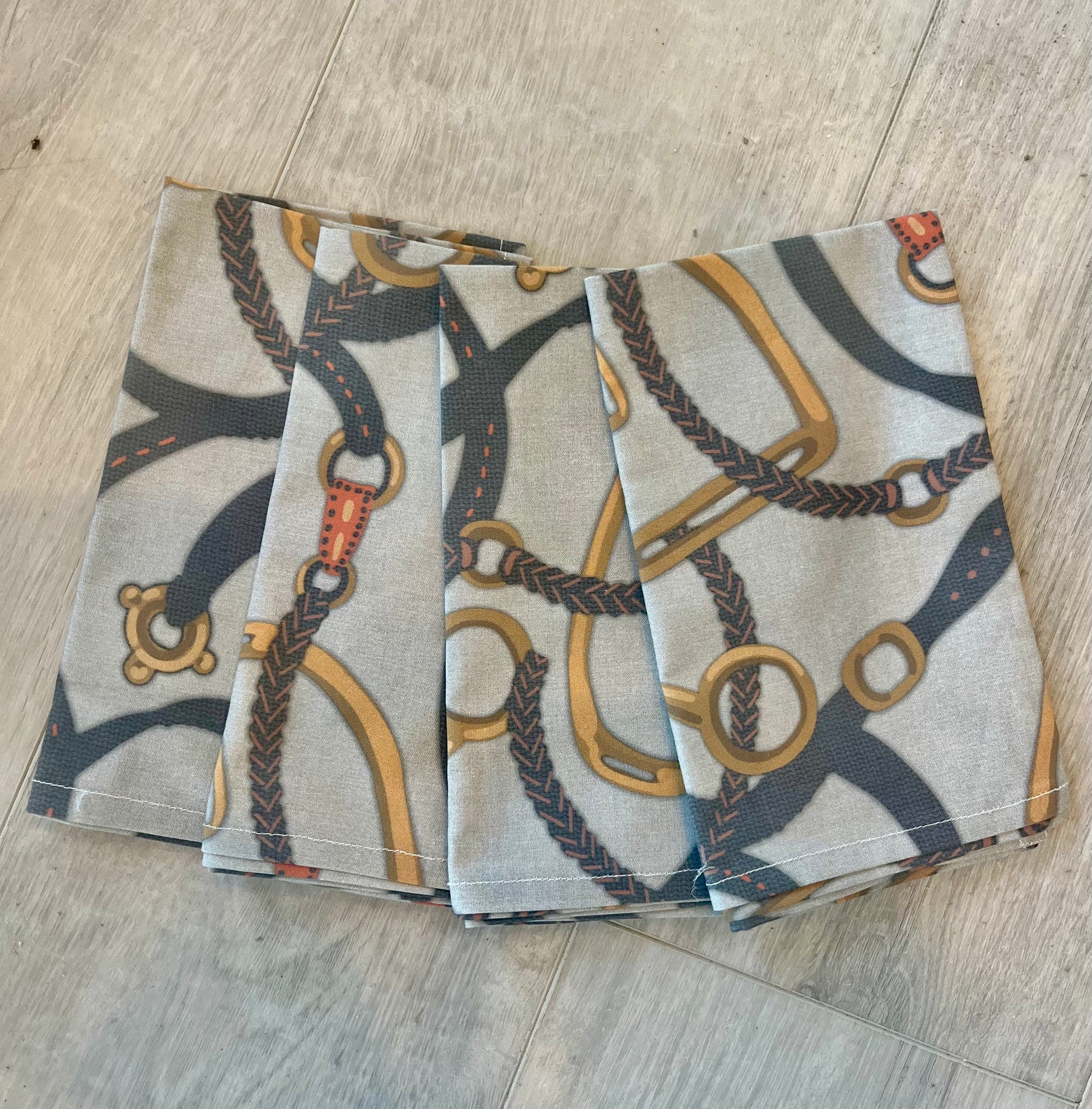 Equestrian gray/blue table napkin