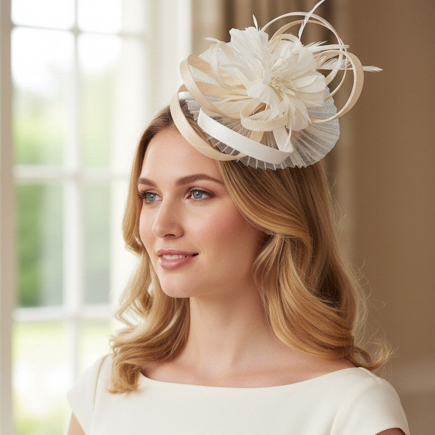 Paris Hoopla Fascinator with Feather Carol Bader Design