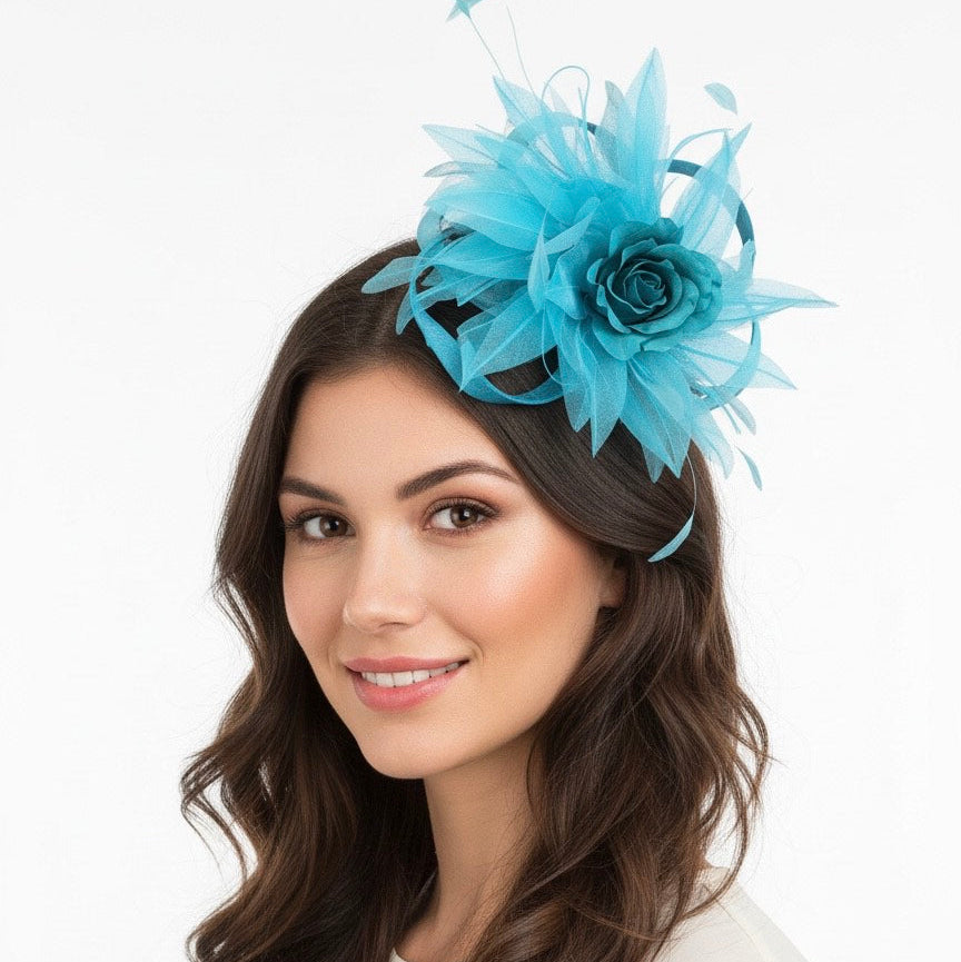 Turquoise Star feather Hoopla Fascinator Carol Bader Design