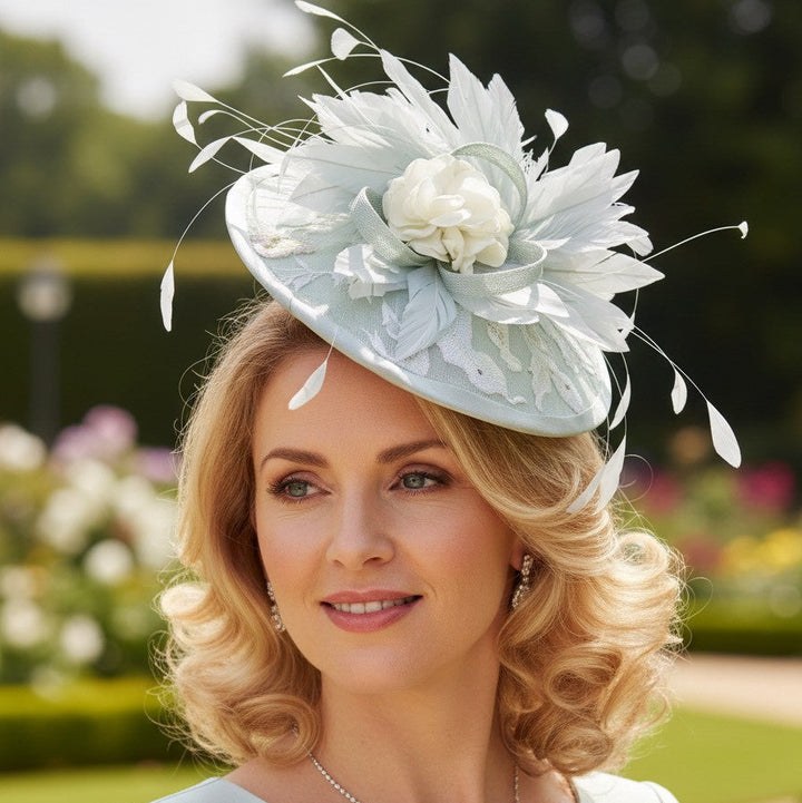 Mint/Seafoam Disc with Overlay Headpiece Carol Bader Design