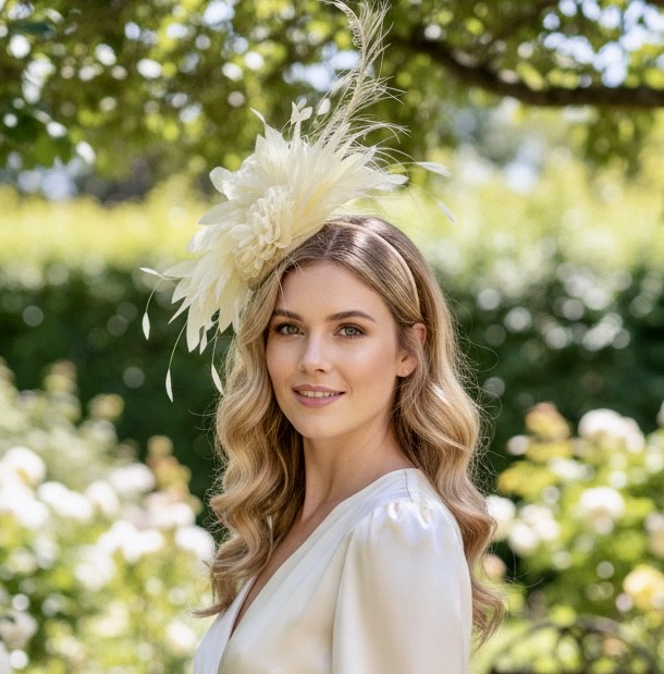 Butter Yellow Fascinator with Netting Carol Bader Design