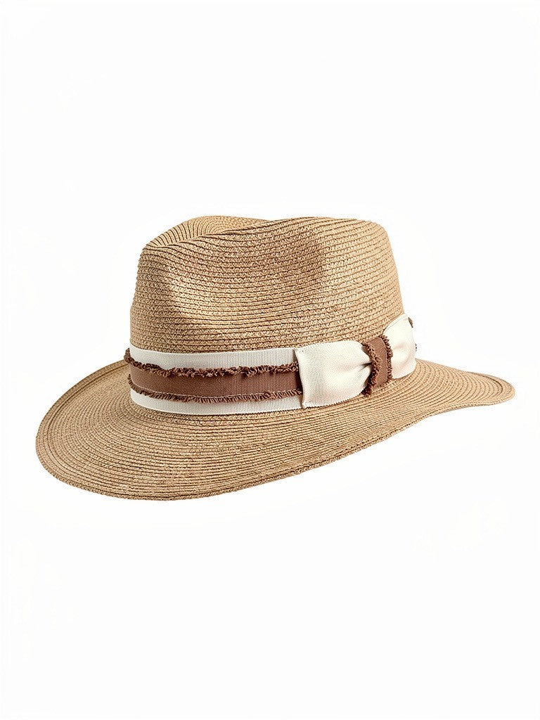 Raffia Beach Gambler with Tan Trim Carol Bader Design