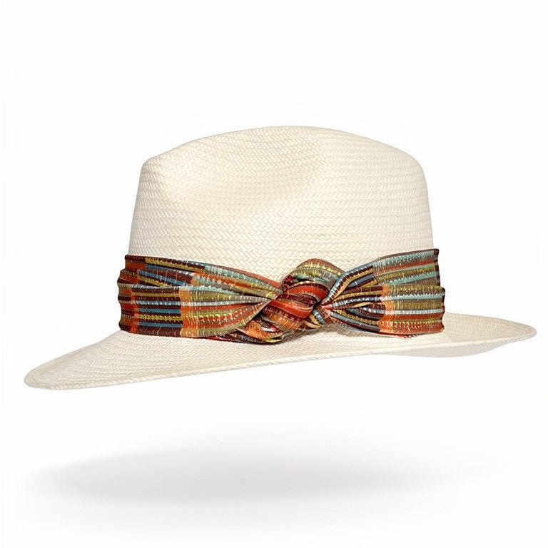 Riviera Genuine Panama Straw Fedora with muliti band Unisex Carol Bader Design