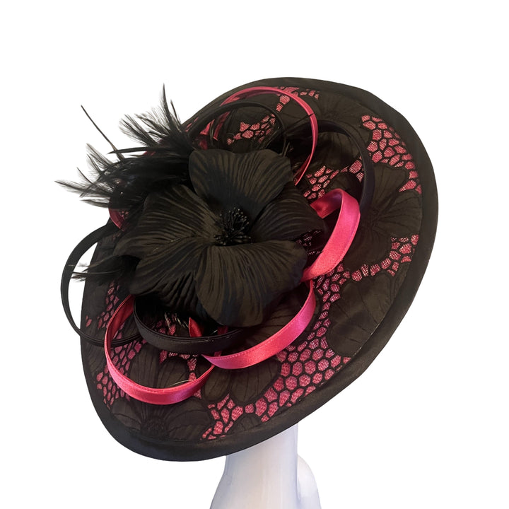 Hot Pink Black Poppy Disc Headpiece Carol Bader Design