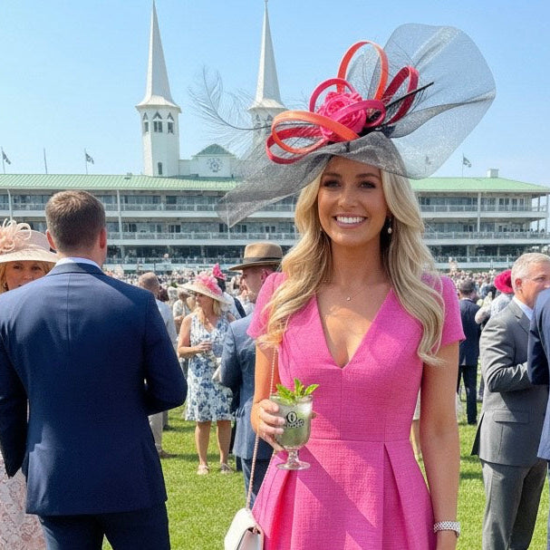 Sheer Elegance Headpiece with Pink and Orange Carol Bader Design