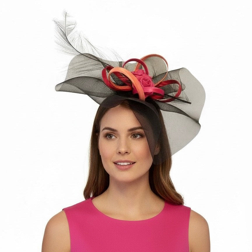 Sheer Elegance Headpiece with Pink and Orange Carol Bader Design