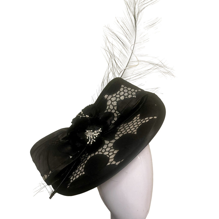 Black and White Poppy Disc Fascinator Carol Bader Design