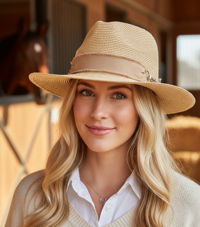 Raffia Fedora with Large Equestrain Bit Carol Bader Design