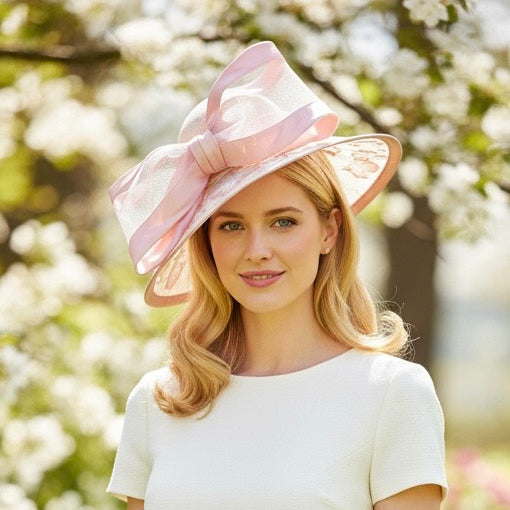 Couture Butterfly Hat in Ivory and Blush Carol Bader Design