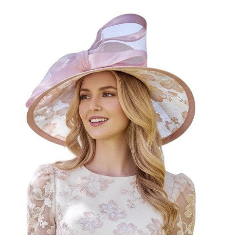 Couture Butterfly Hat in Ivory and Blush Carol Bader Design