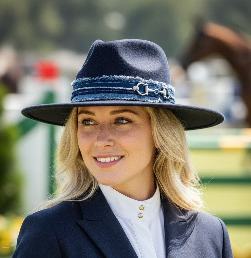 "Blue Jeans Baby" Fedora with bit Carol Bader Design