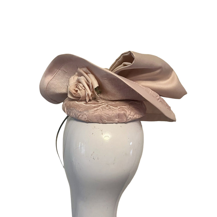 Couture Blush Rose Disc Pillbox Headpiece Carol Bader Design