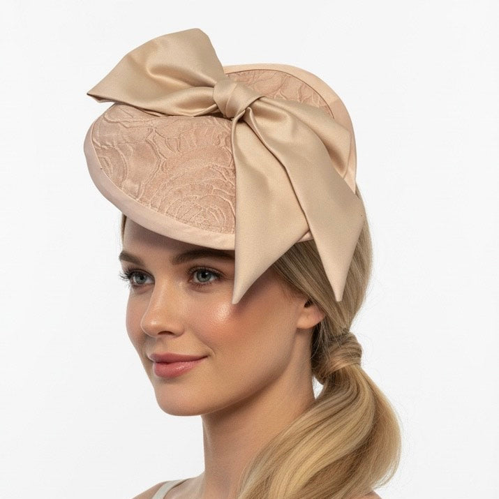 Couture Blush Rose Disc Pillbox Headpiece Carol Bader Design