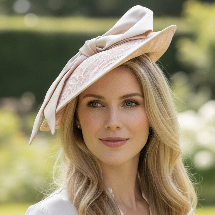 Couture Blush Rose Disc Pillbox Headpiece Carol Bader Design