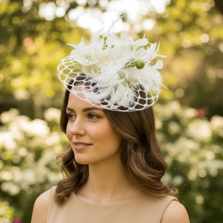 Botanical Mesh Netting Disc Fascinator Carol Bader Design