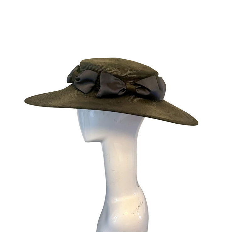 Couture Ascot Bound Skimmer Hat in Navy Carol Bader Design