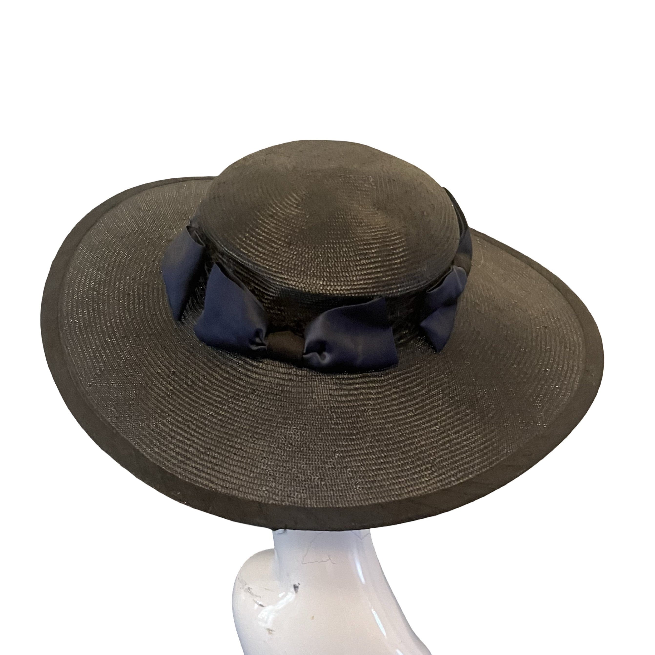 Couture Ascot Bound Skimmer Hat in Navy Carol Bader Design