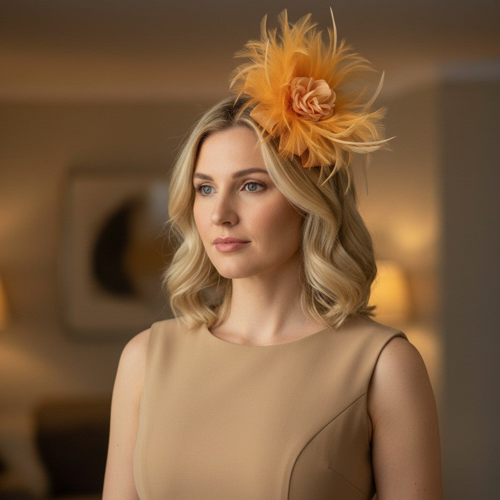 Tangerine Swirl Plus Fascinator Carol Bader Design