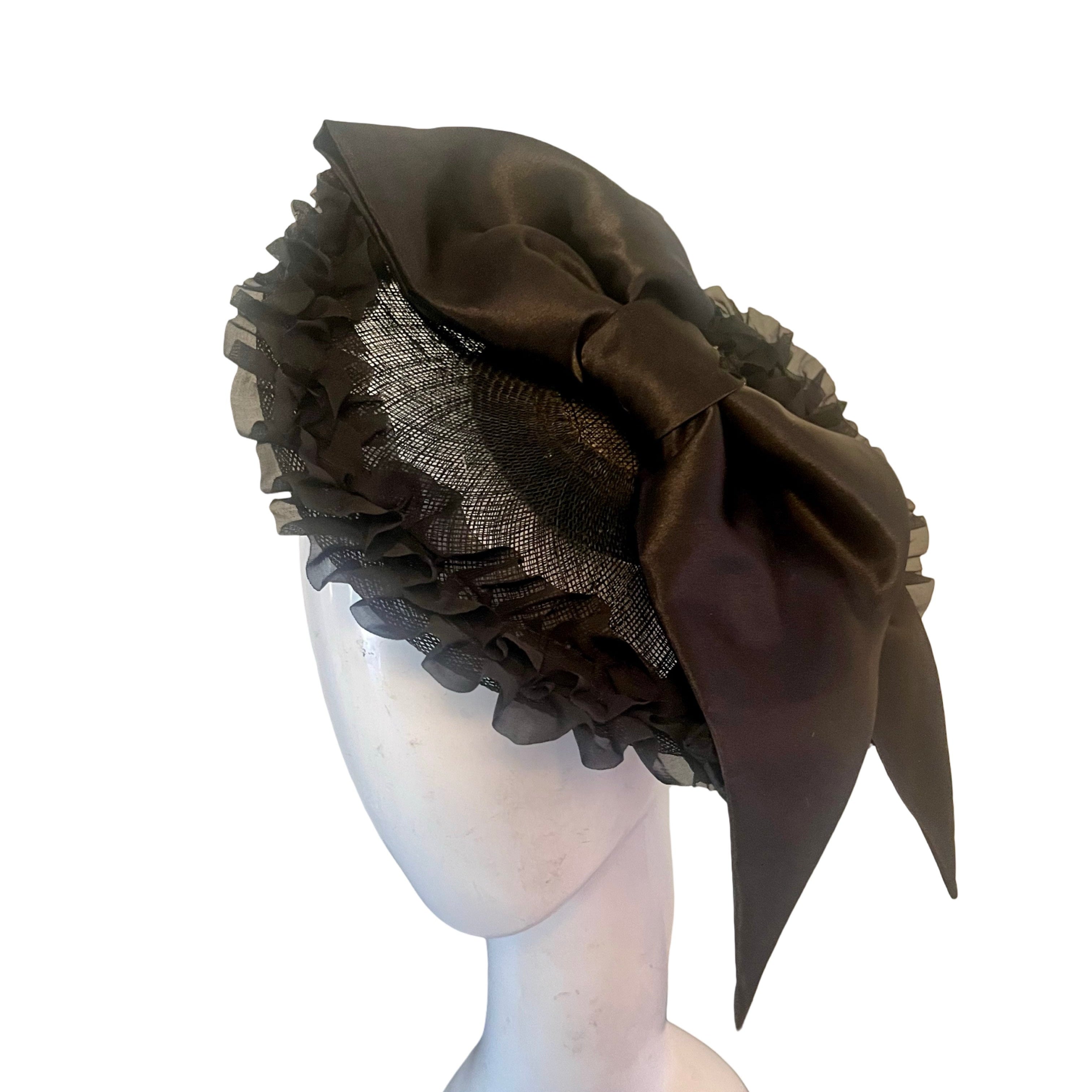 French Connection Ruffled Disc Headpiece all Black Carol Bader Design